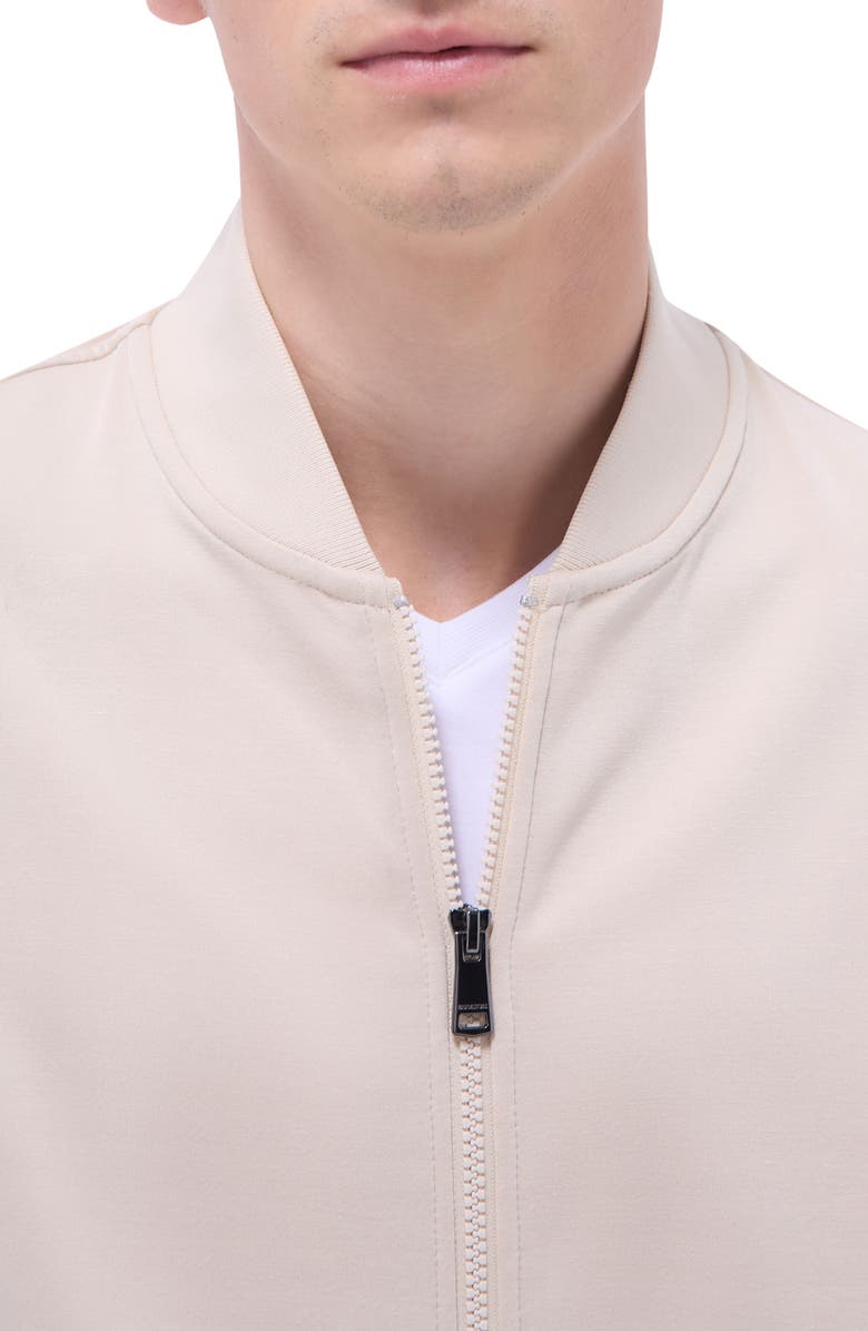 Bugatchi Soft Touch Knit Bomber Jacket, Alternate, color, Almond