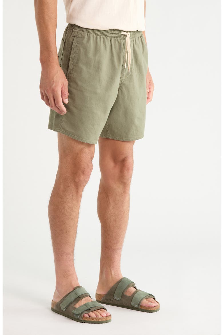 Classic Linen & Cotton Jam Drawstring Shorts, Alternate, color, OLIVE