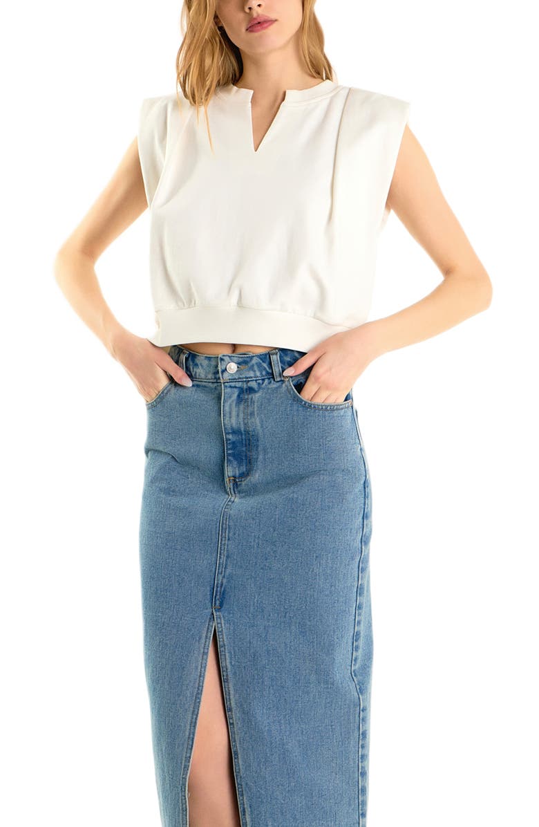 Endless Rose Power Shoulder Sweatshirt Top, Alternate, color, Off White