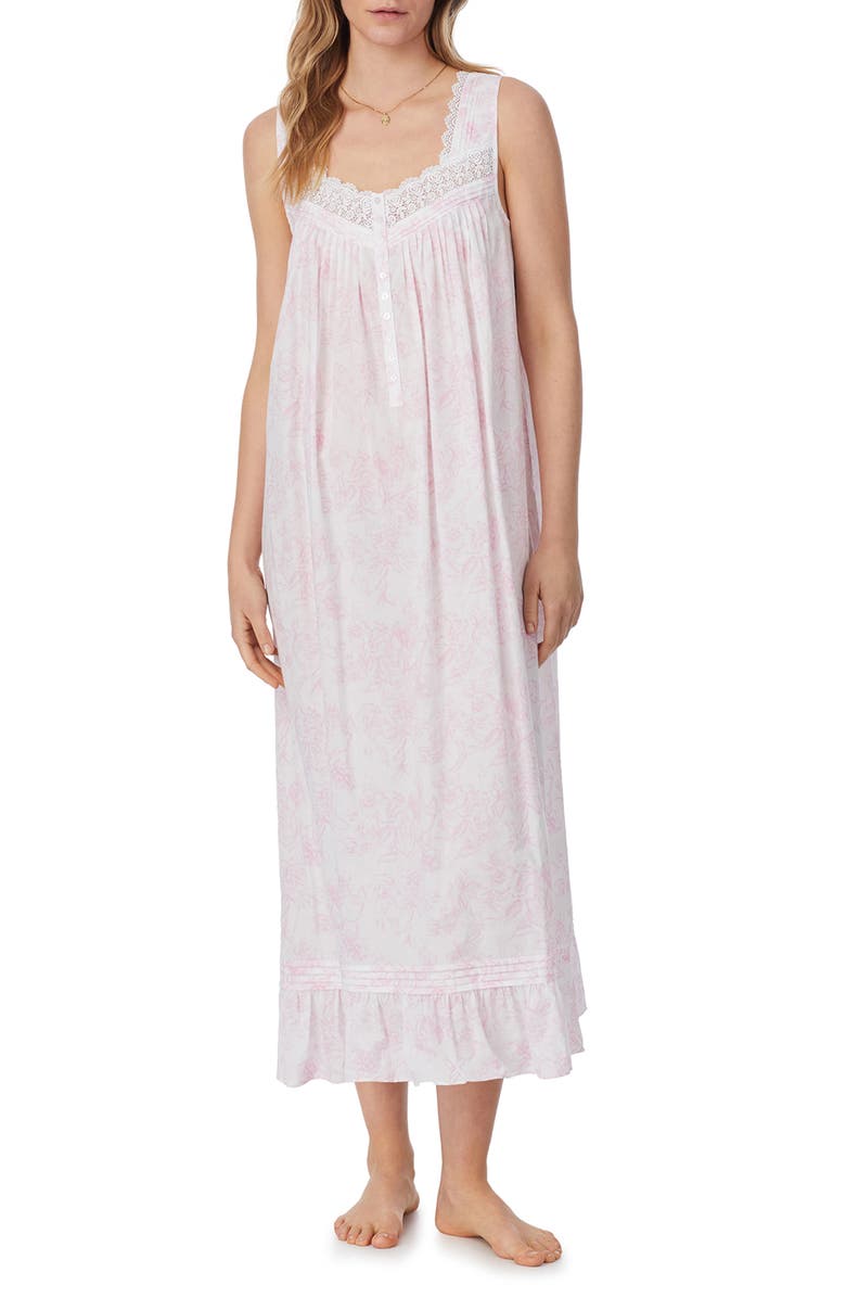 Eileen West Cotton Lawn Ballet Nightgown, Main, color, White/Pink