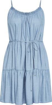 City Chic Sweet Tiers Sleeveless Denim Dress