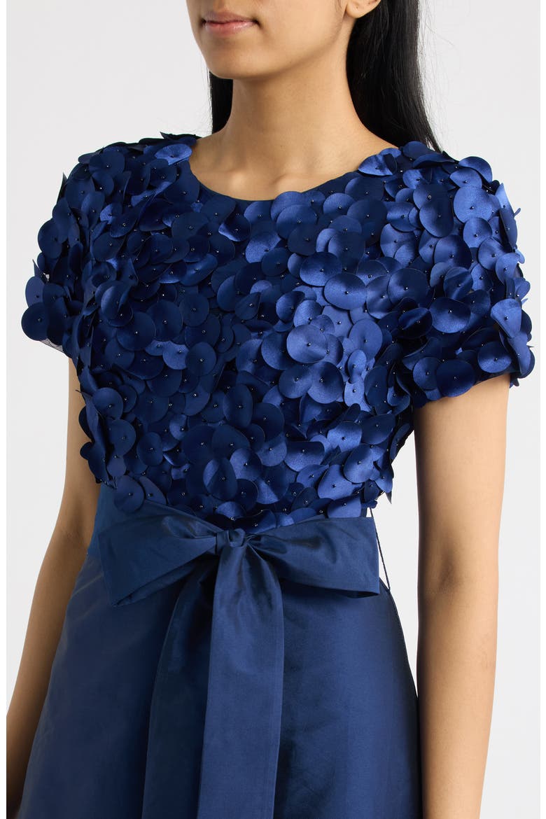 3D Beaded Paillette Bodice Taffeta A-Line Gown, Alternate, color, NAVY