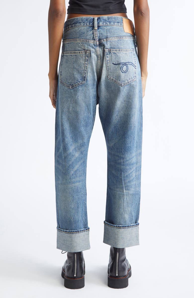 R13 Cuffed Crossover Straight Leg Jeans, Alternate, color, Estin Selvedge Blue