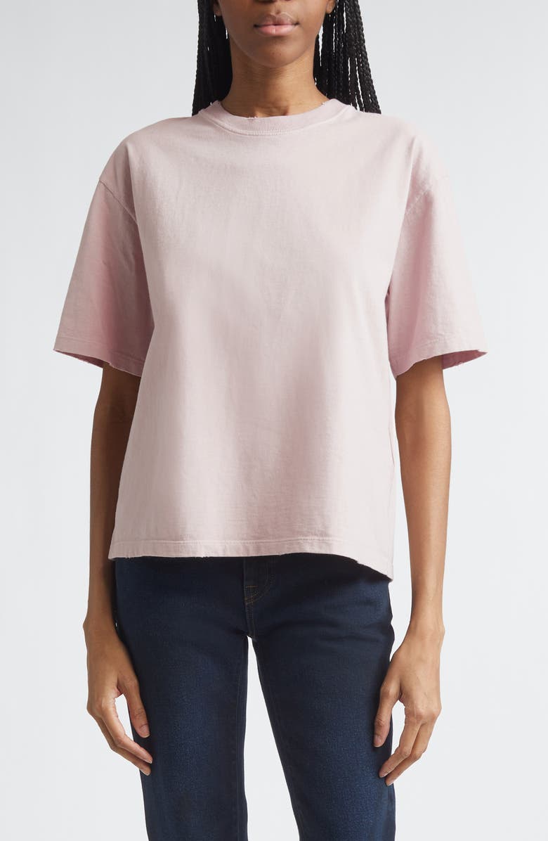 Golden Goose Distressed Reverse Logo Boxy Cotton Jersey T-Shirt, Main, color, Shadow Gray