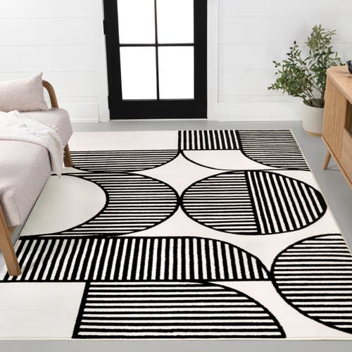 Jonathan Y Nordby High-low Geometric Arch Scandi Striped Indoor/outdoor Area Rug In White