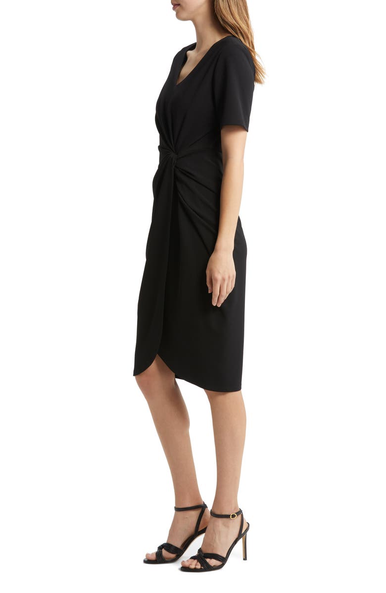 Tahari ASL Side Knot Stretch Crepe Dress, Alternate, color, 
