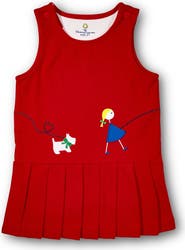 Florence Eiseman Pique Knit Jumper With Girl Walking Dog