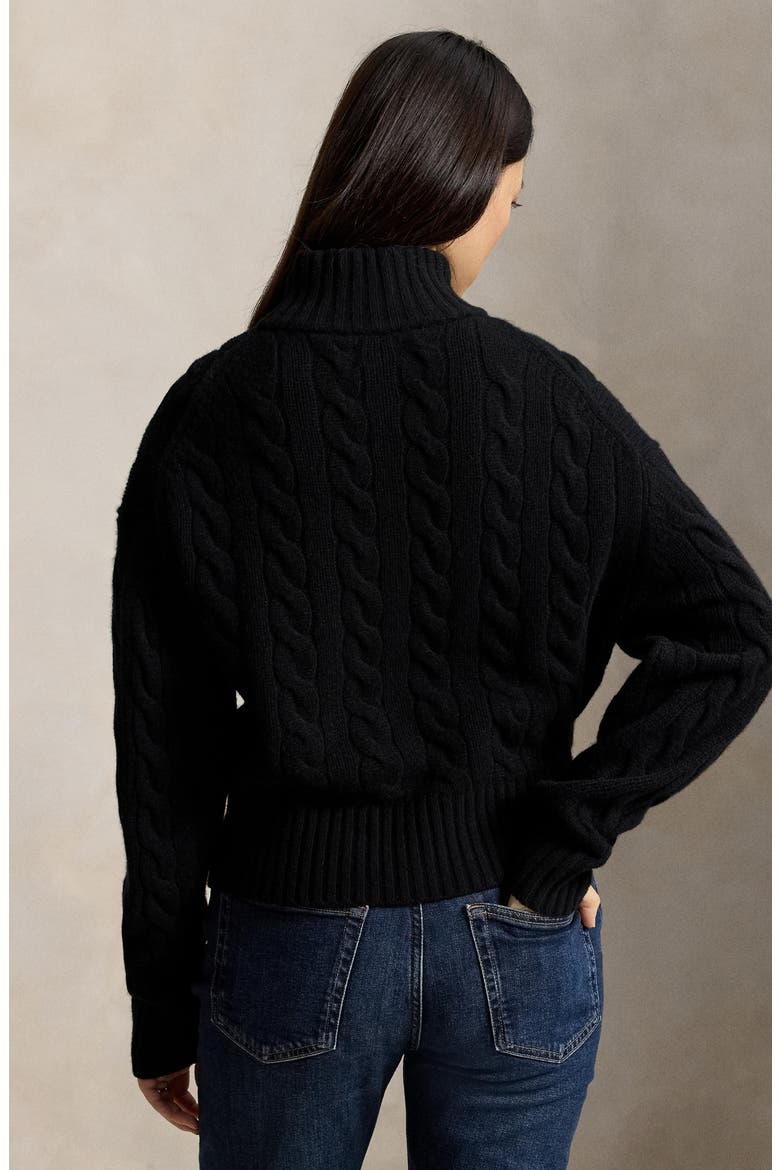 Cable Wool & Cashmere Half-Zip Pullover, Alternate, color, BLACK