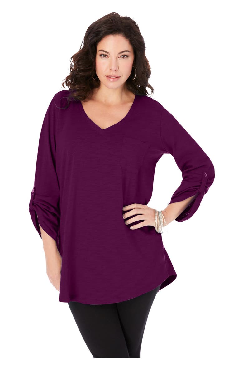 Boyfriend Textured Tunic, Main, color, DARK BERRY