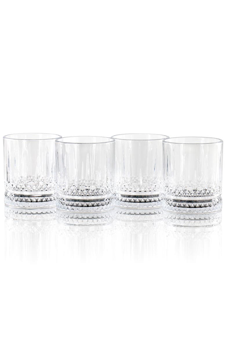 Gibson Home 4 Piece 13 Ounce Iceberg Embossed Double Old-Fashioned Glass Set, Alternate, color, Clear