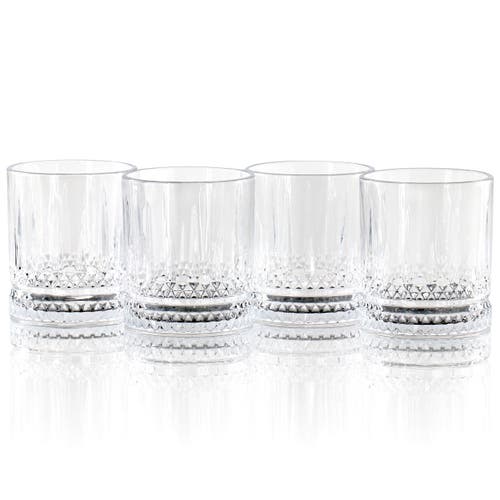 Gibson Home 4 Piece 13 Ounce Iceberg Embossed Double Old-fashioned Glass Set In Transparent