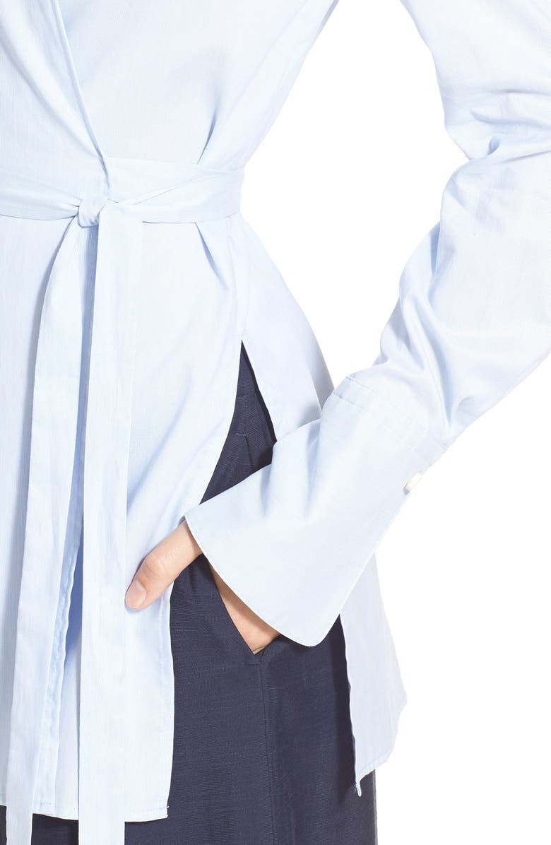 Rosetta Getty Stripe Cotton Broadcloth Wrap Shirt, Alternate, color, 