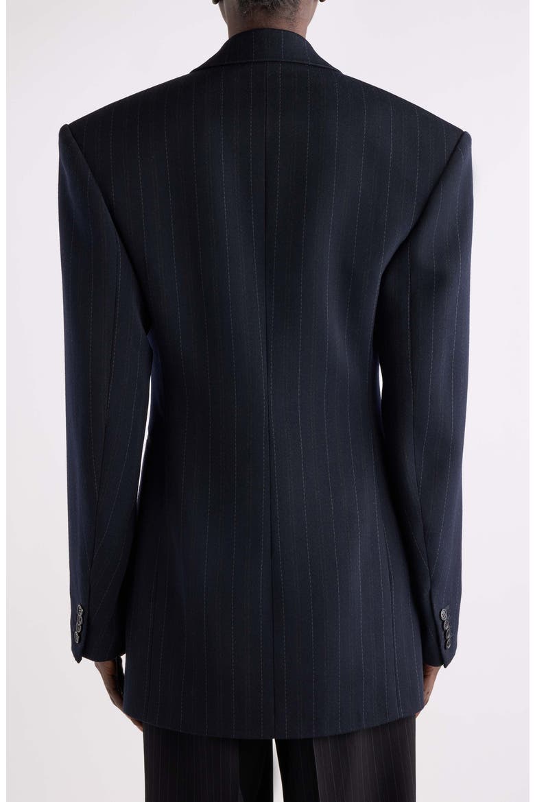 Pinstripe Double Breasted Wool Blazer, Alternate, color, MARINE FONCE GRIS