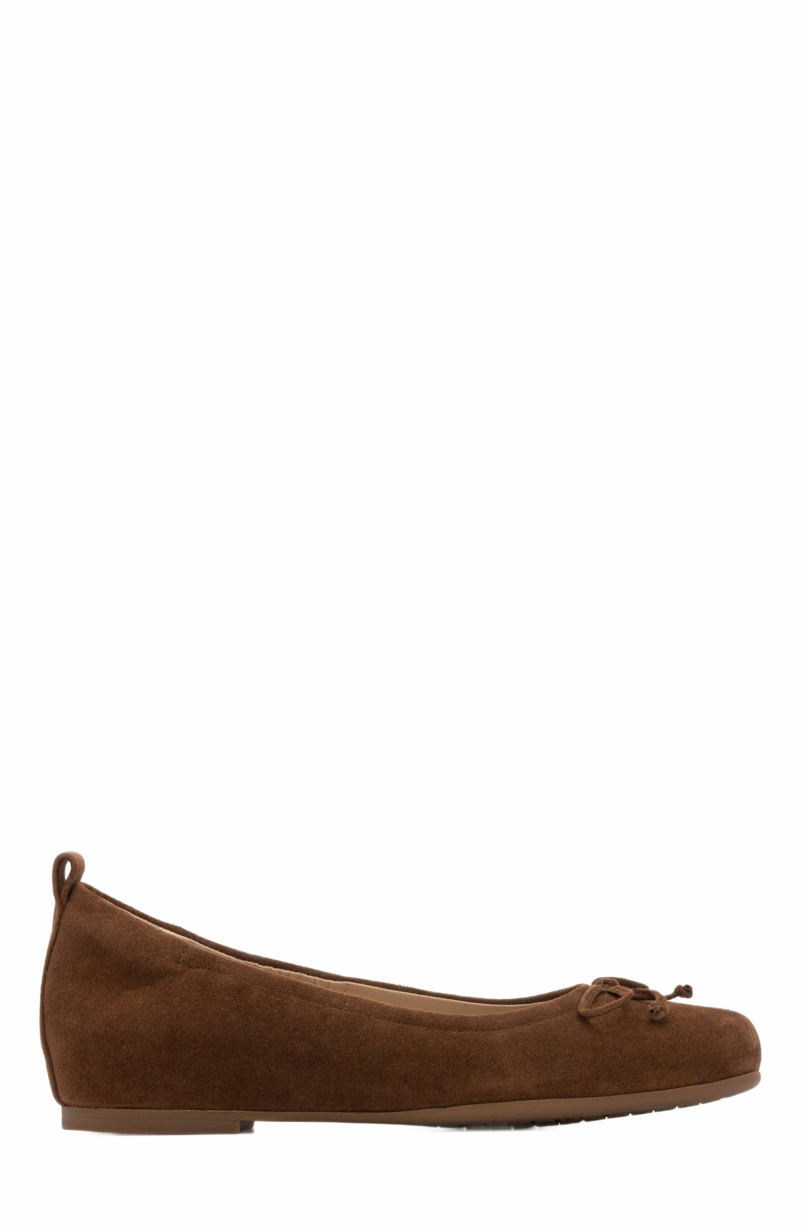 Cadence Bow Ballet Flat, Alternate, color, Caramel Suede - Regular