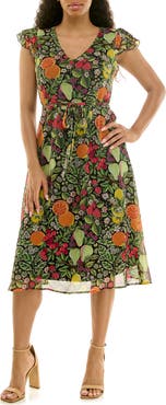 Nina Leonard V-Neck Sleeveless Fit & Flare Dress