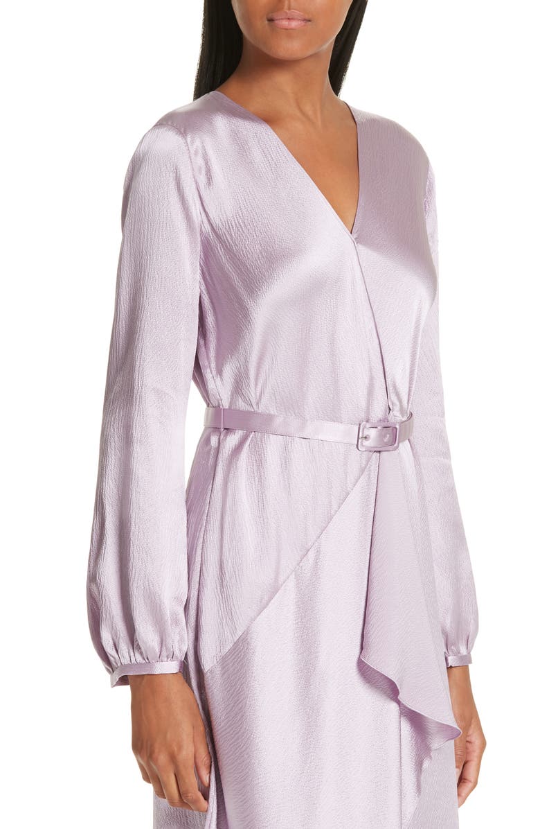 Lewit Hammered Satin Faux Wrap Dress, Alternate, color, 