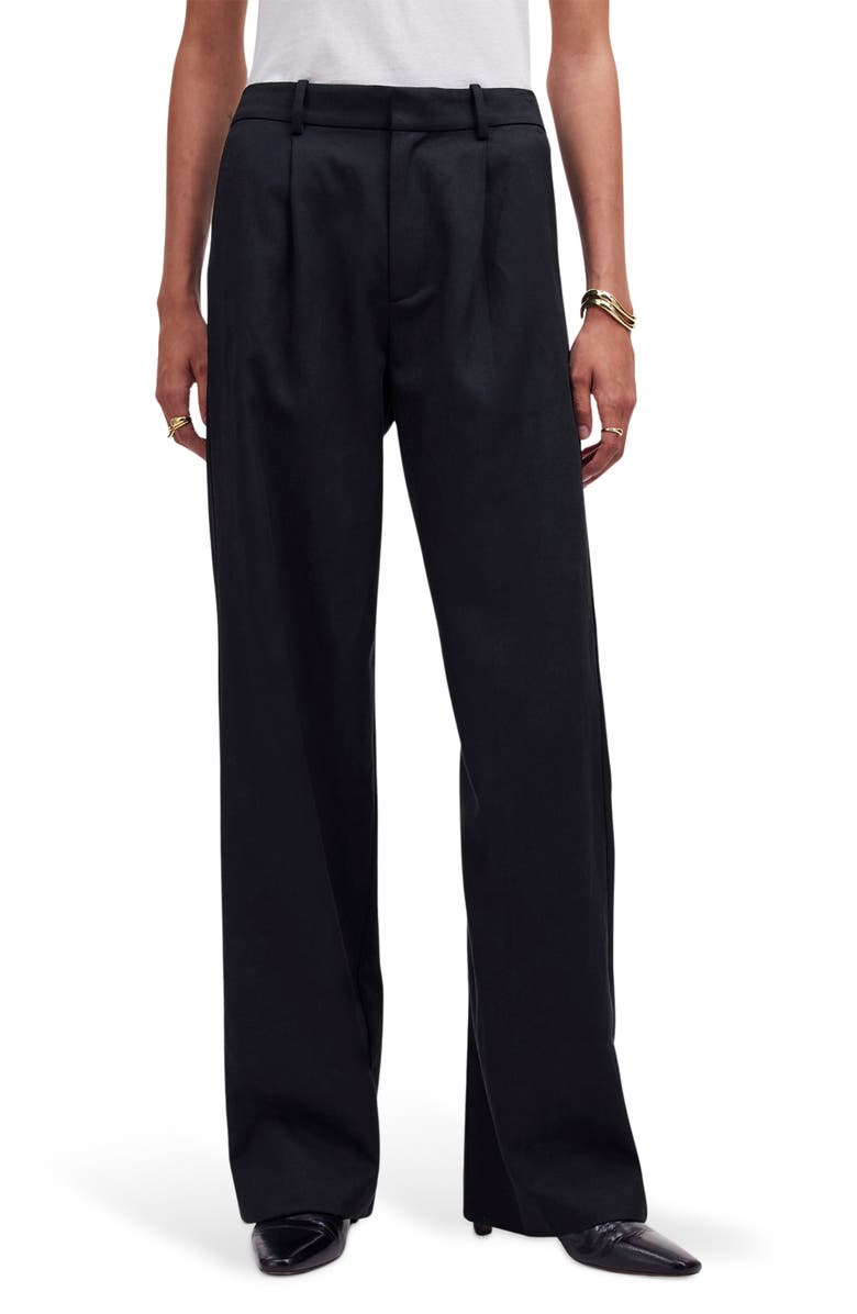 Madewell Slouchy Straight Leg Twill Pants, Main, color, True Black
