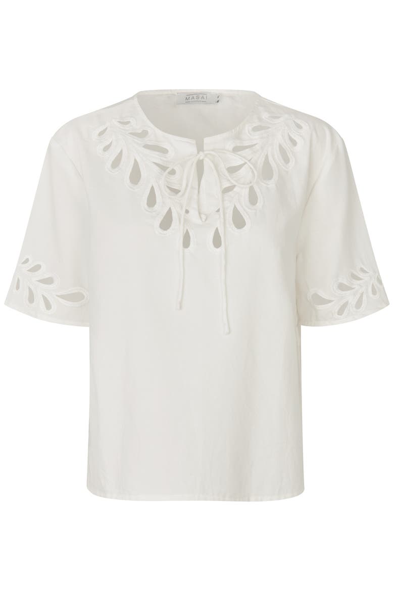 MaDyselle Cutwork Detail Blouse, Alternate, color, White