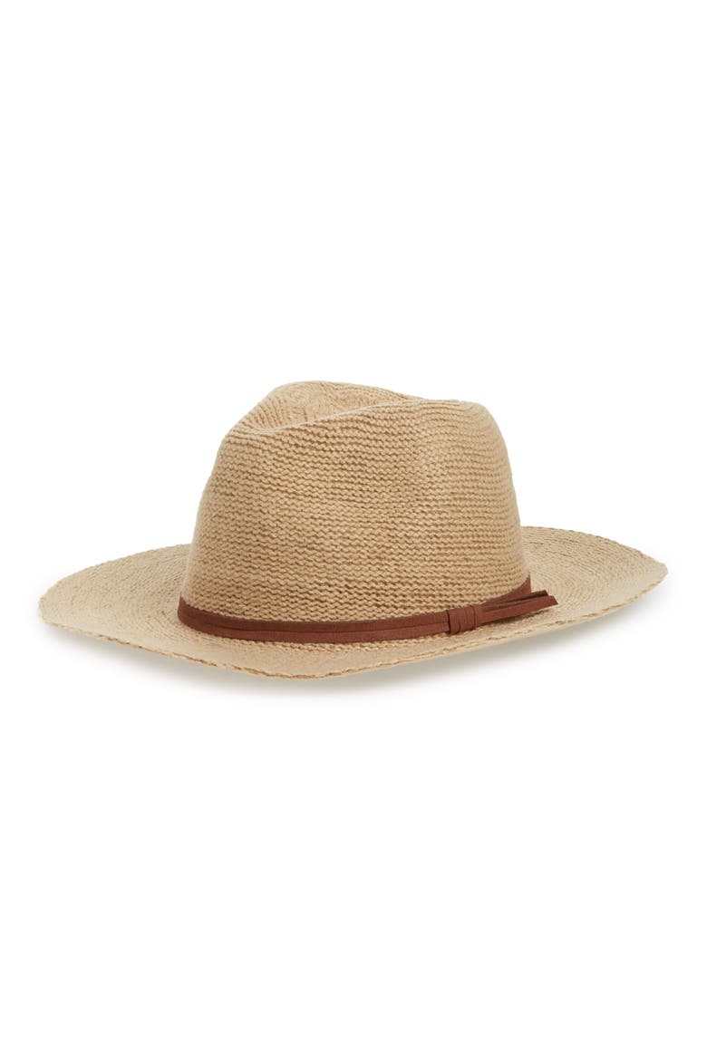 Packable Knit Panama Hat, Main, color, BEIGE HUMMUS