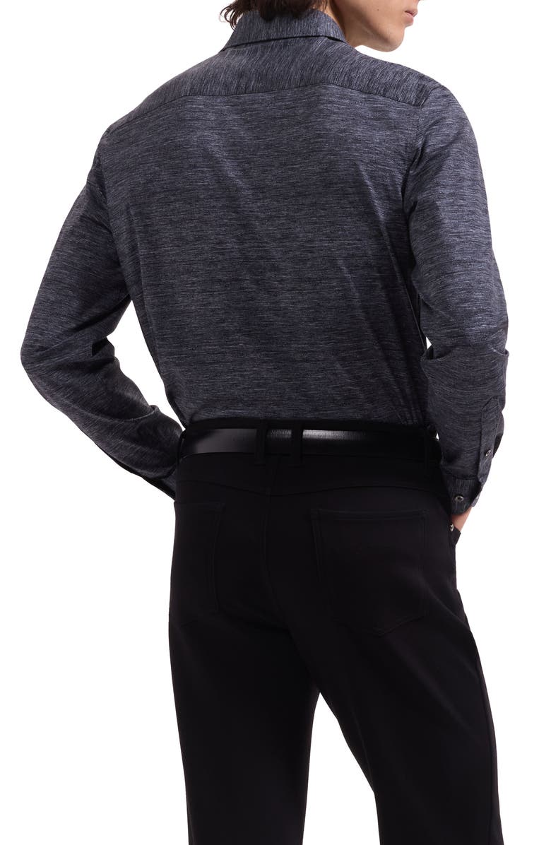 Bugatchi James OoohCotton<sup>®</sup> Space Dye Button-Up Shirt, Alternate, color, Black