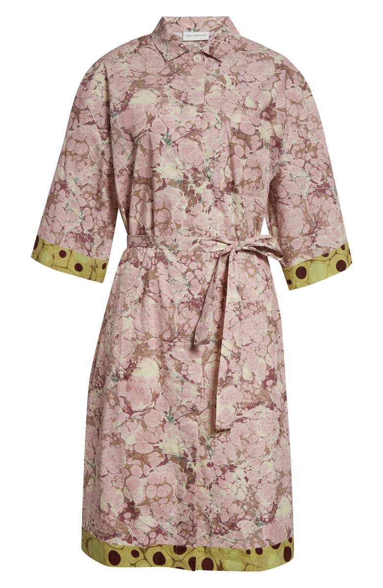 Dries Van Noten Doralia Mixed Print Belted Cotton Poplin Shirtdress, Alternate, color, 