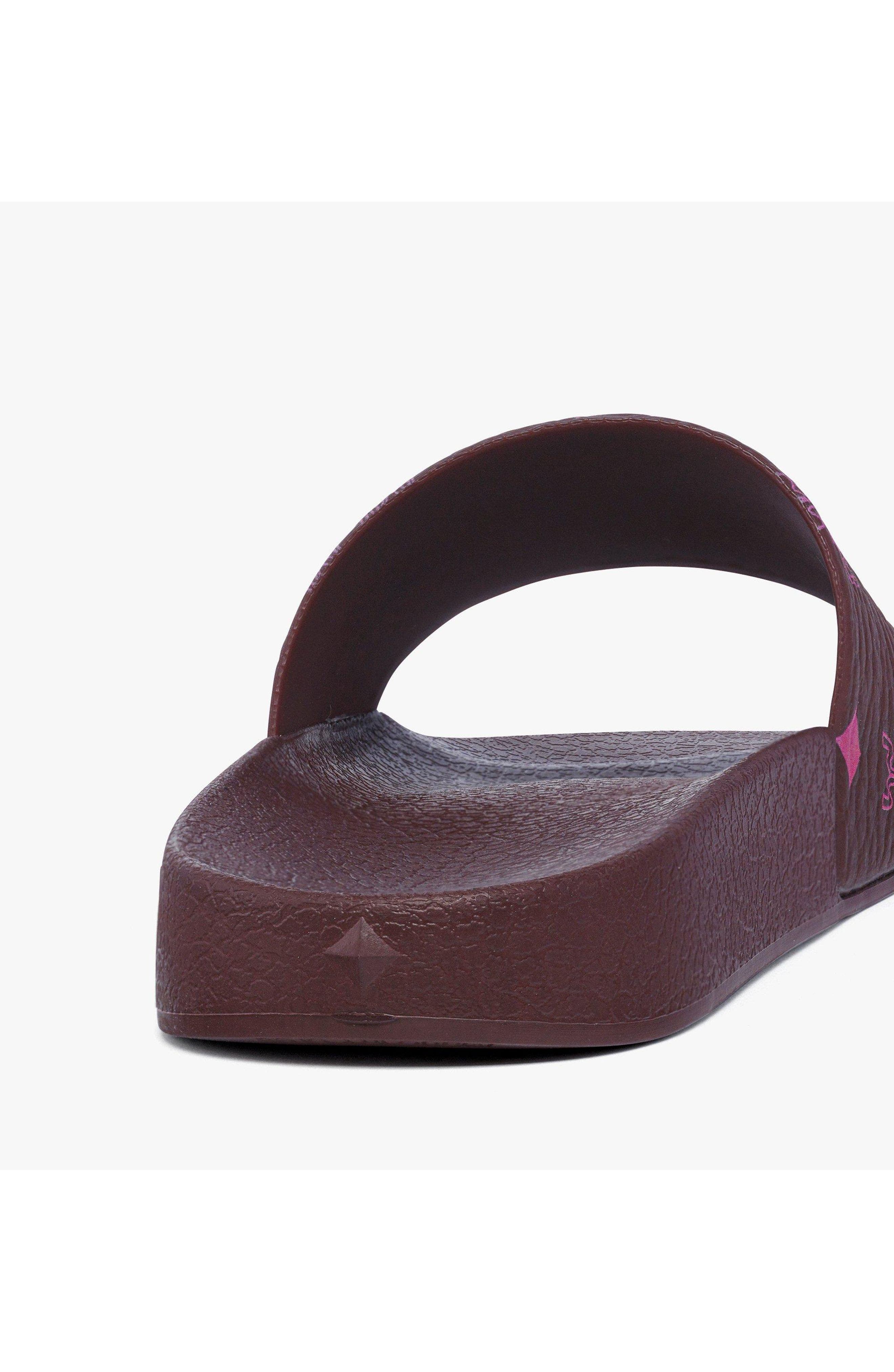 MCM Women's Monogram Print Rubber Slides, Alternate, color, Cinnamon