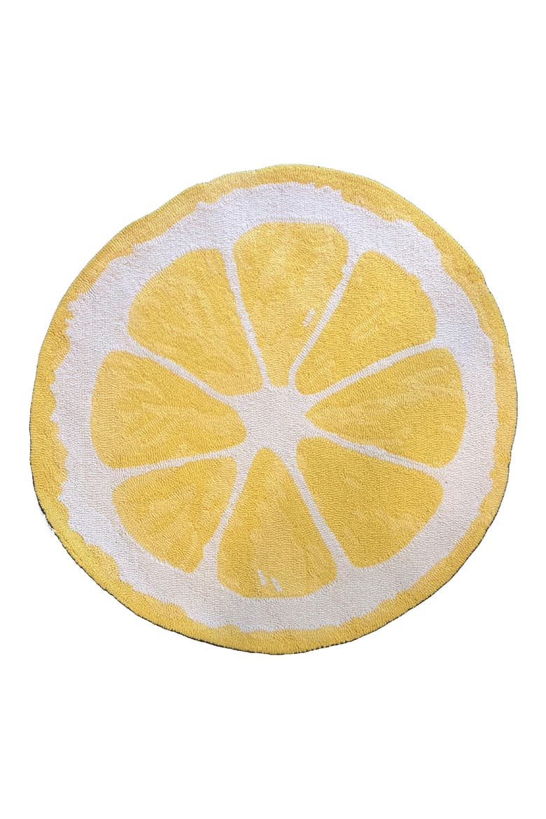 Lemon Round Rug, Main, color, YELLOW/ WHITE