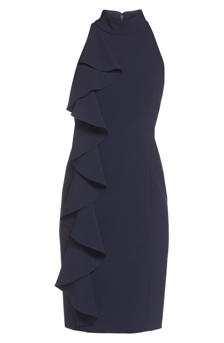 Eliza J Ruffle Sheath Dress, Alternate, color, Navy