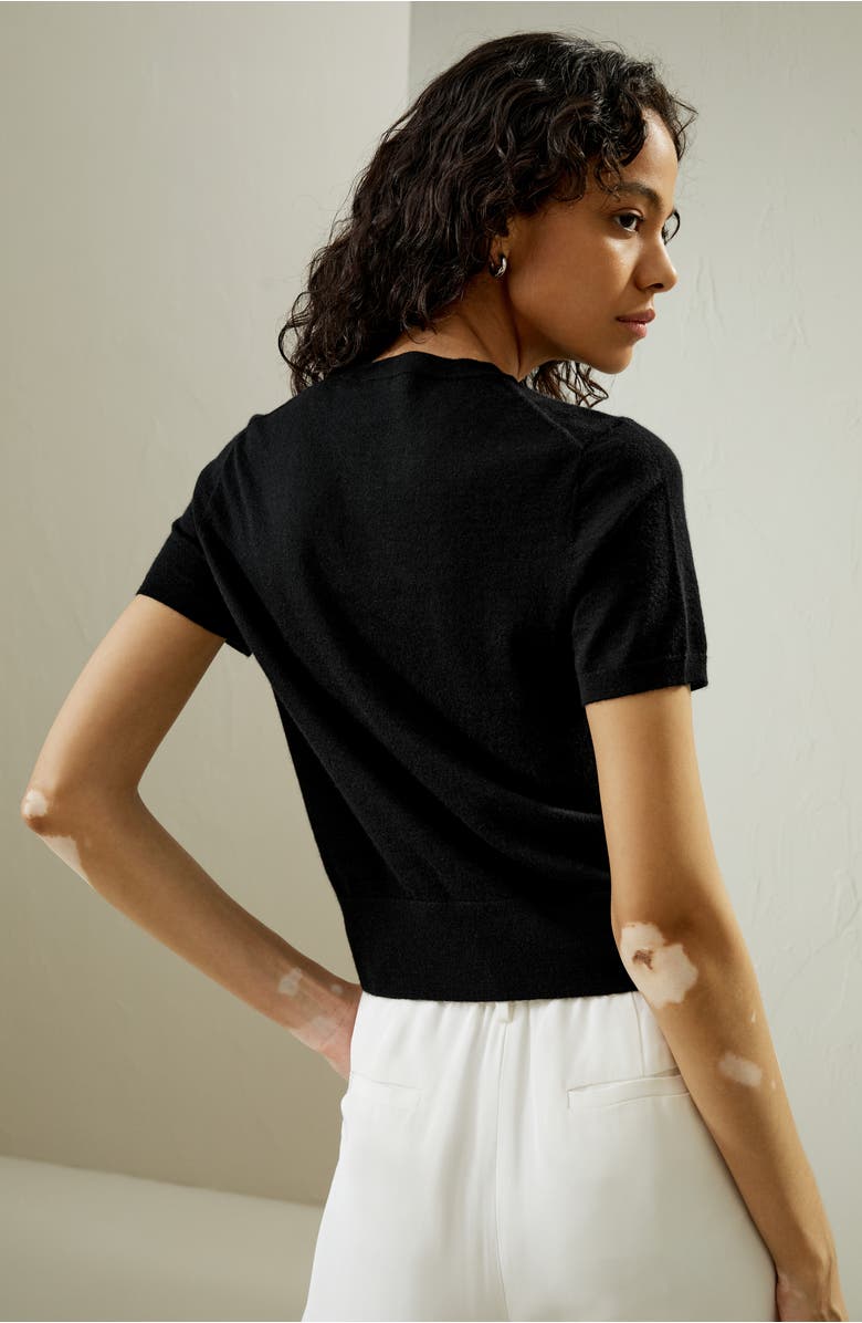 Lilysilk Women's Cashmere Round Neck Sweater, Alternate, color, Black