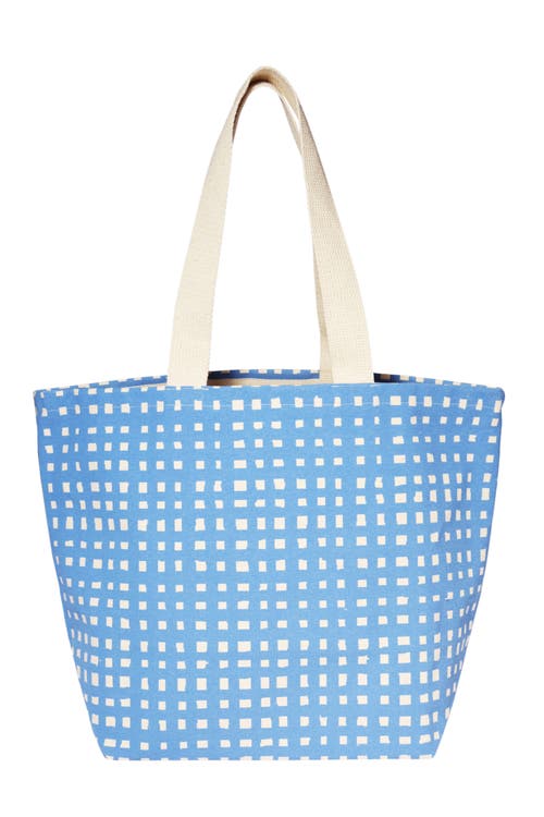Dance Happy Micro Grid Wide Tote Bag In Azure