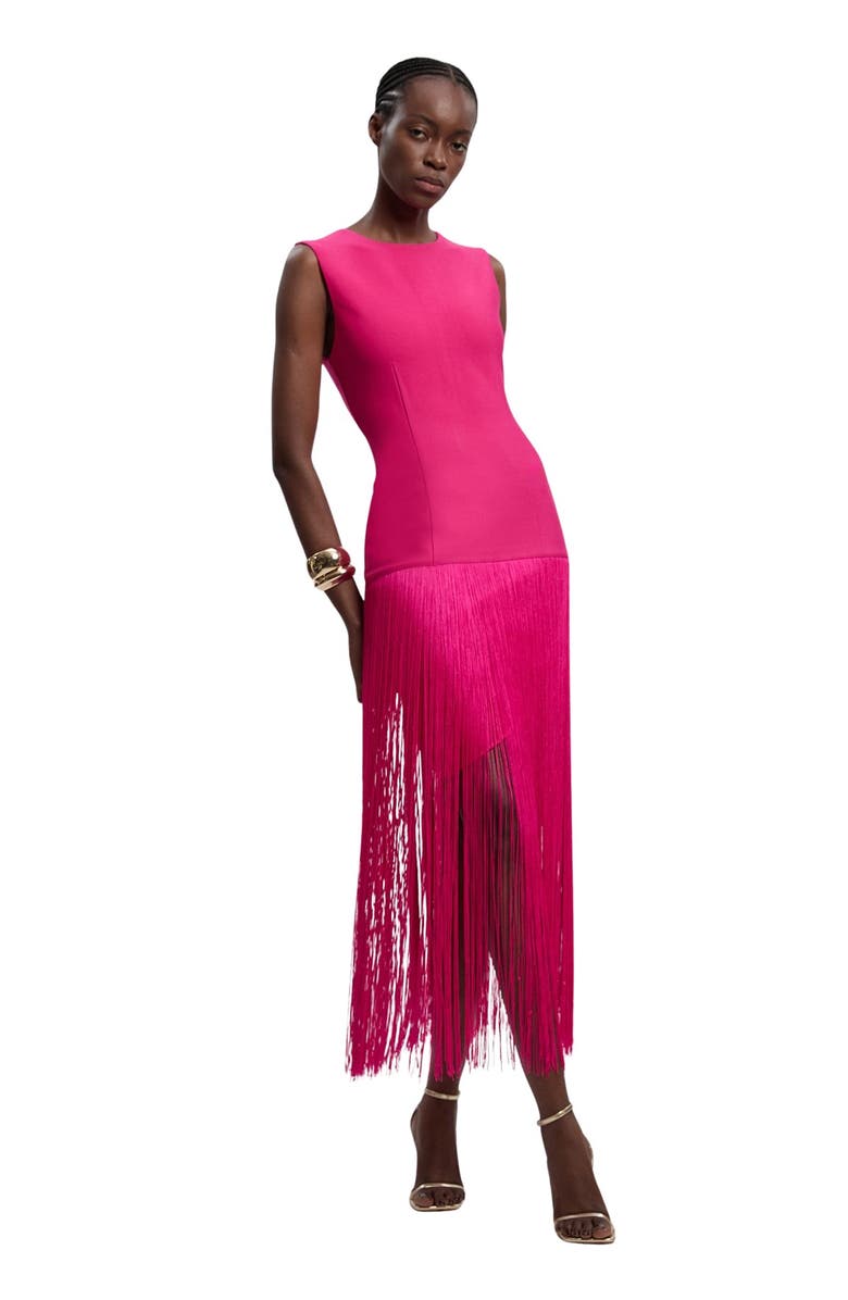Karen Millen Form Fit Bandage Tassel Hem Mini Dress, Main, color, Pink