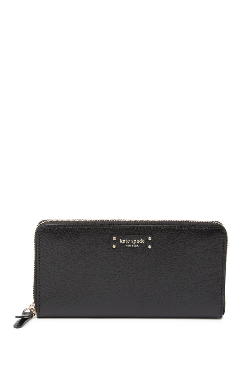 rima leather zip around wallet, Main, color, BLACK