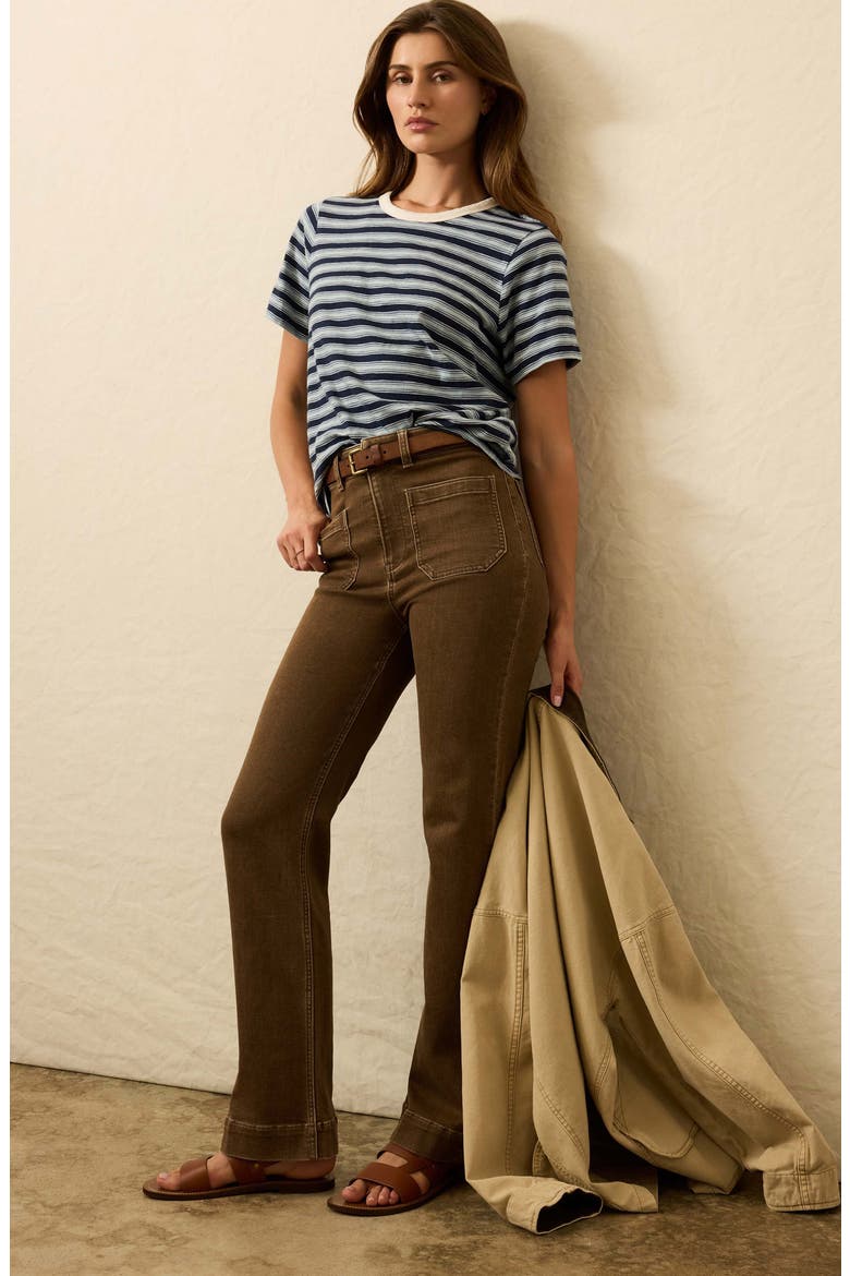 Patch Pocket High Waist Wide Leg Stretch Terry Pants, Alternate, color, WALNUT