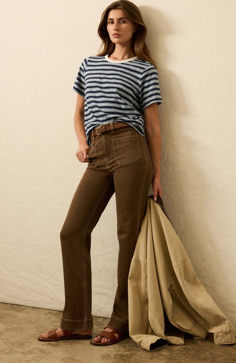 Faherty Patch Pocket High Waist Wide Leg Stretch Terry Pants, Alternate, color, Walnut