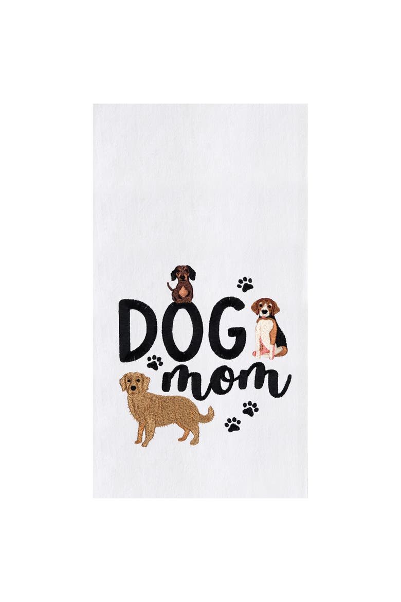 Dog Mom Kitchen and Bathroom Embroidered Hand Towel, Main, color, Brown