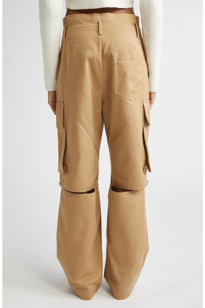 Crystal Trim Slit Cargo Pants, Alternate, color, TAN