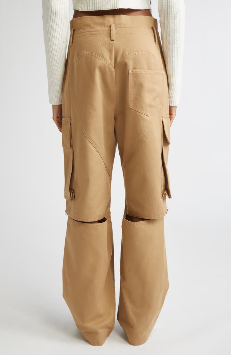 Area Crystal Trim Slit Cargo Pants, Alternate, color, Tan