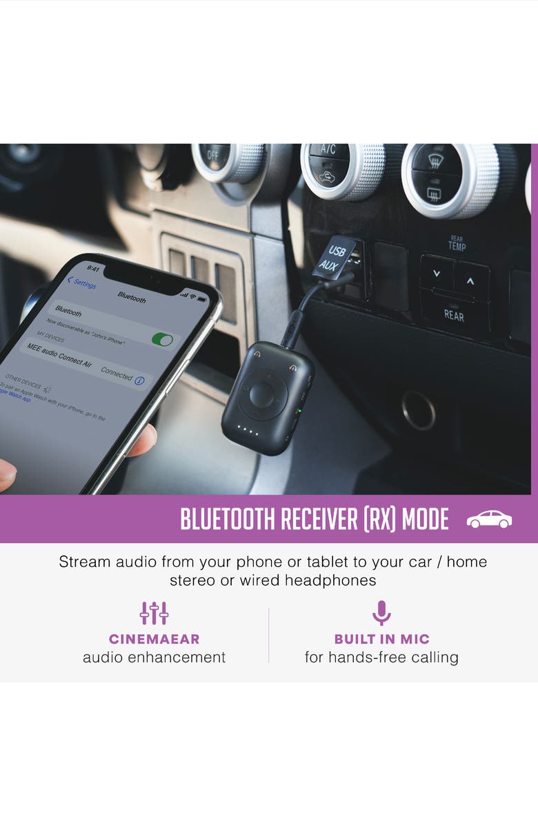 MEE audio Connect Air Pro 2-in-1 Bluetooth Wireless Audio Transmitter & Receiver, Alternate, color, Black