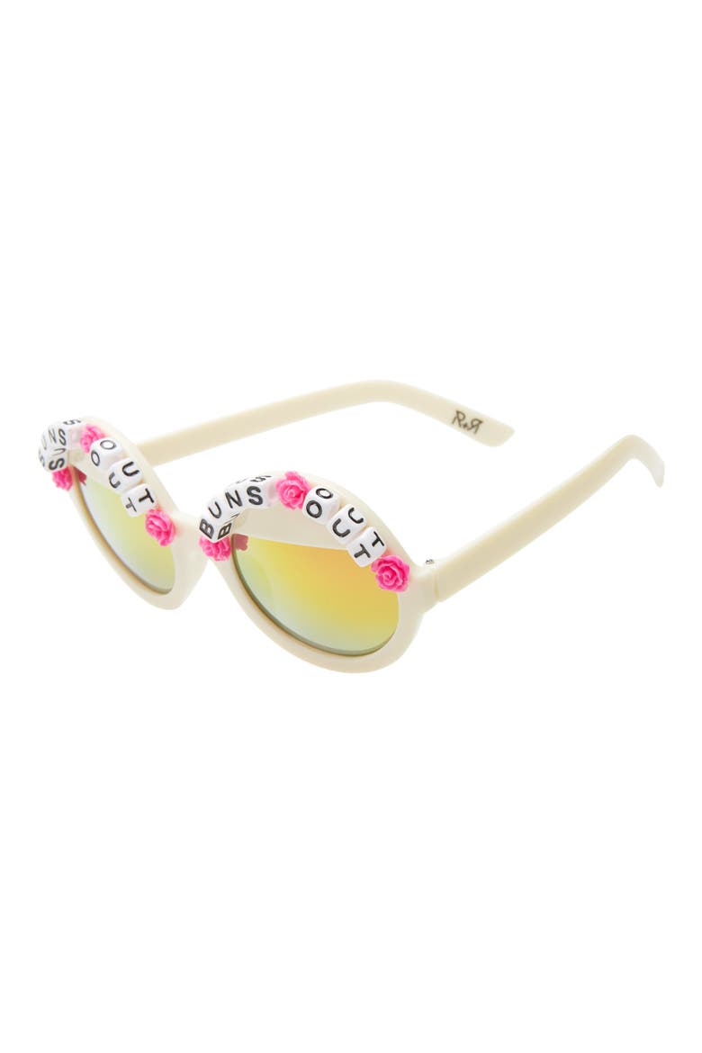 Suns Out Buns Out Round Sunglasses, Alternate, color, HOT PINK/ ORANGE MIRRORED