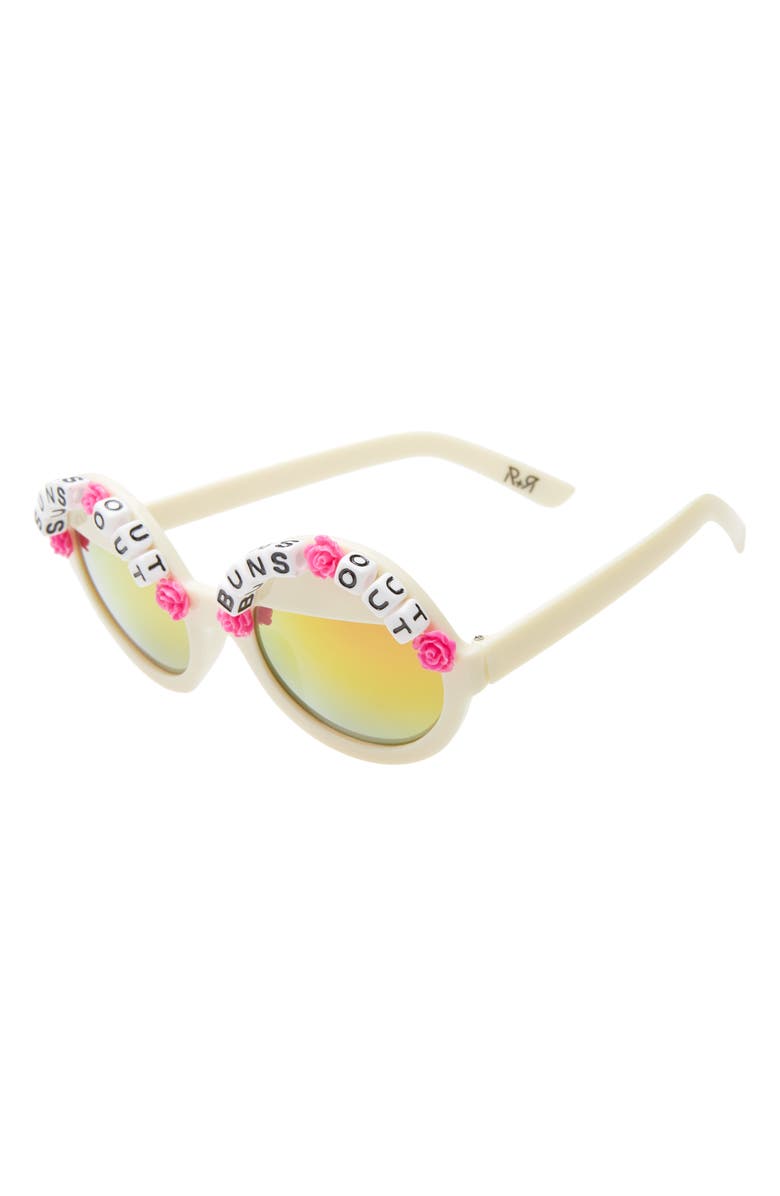 Rad + Refined Suns Out Buns Out Round Sunglasses, Alternate, color, Hot Pink/ Orange Mirrored