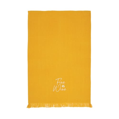 Carol & Frank Fine As Wine Embroidered Waffle Weave Cotton Decorative Kitchen Dishtowel In Yellow