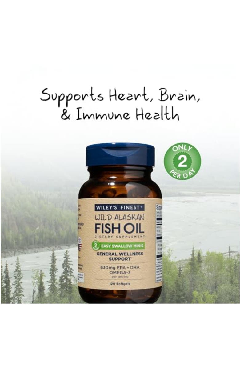 Wiley's Finest Easy Swallow Omega-3 Fish Oil Mini Softgels 120 mini softgels,, Alternate, color, NO COLOR