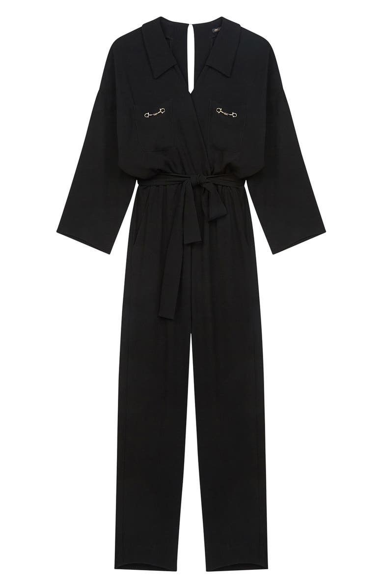 maje Patyna Long Sleeve Jumpsuit, Alternate, color, Black