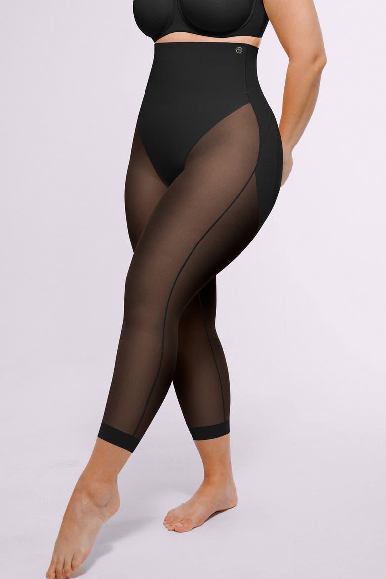 High Waist Butt-Lifting Shaping Capri, Alternate, color, Black