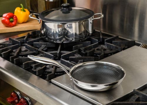 Frieling Black Cube 8 Inch Stainless/nonstick Hybrid Fry Pan In Silver