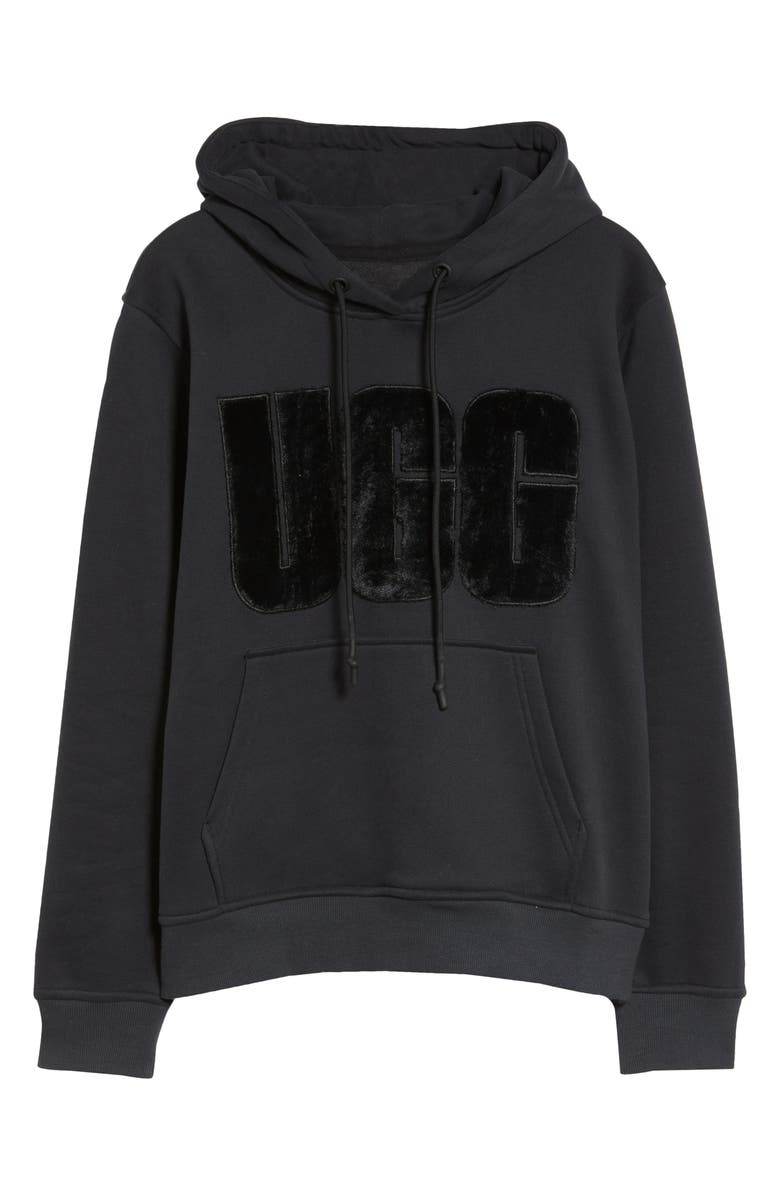 UGG<sup>®</sup> Rey Fuzzy Logo Hoodie, Alternate, color, 