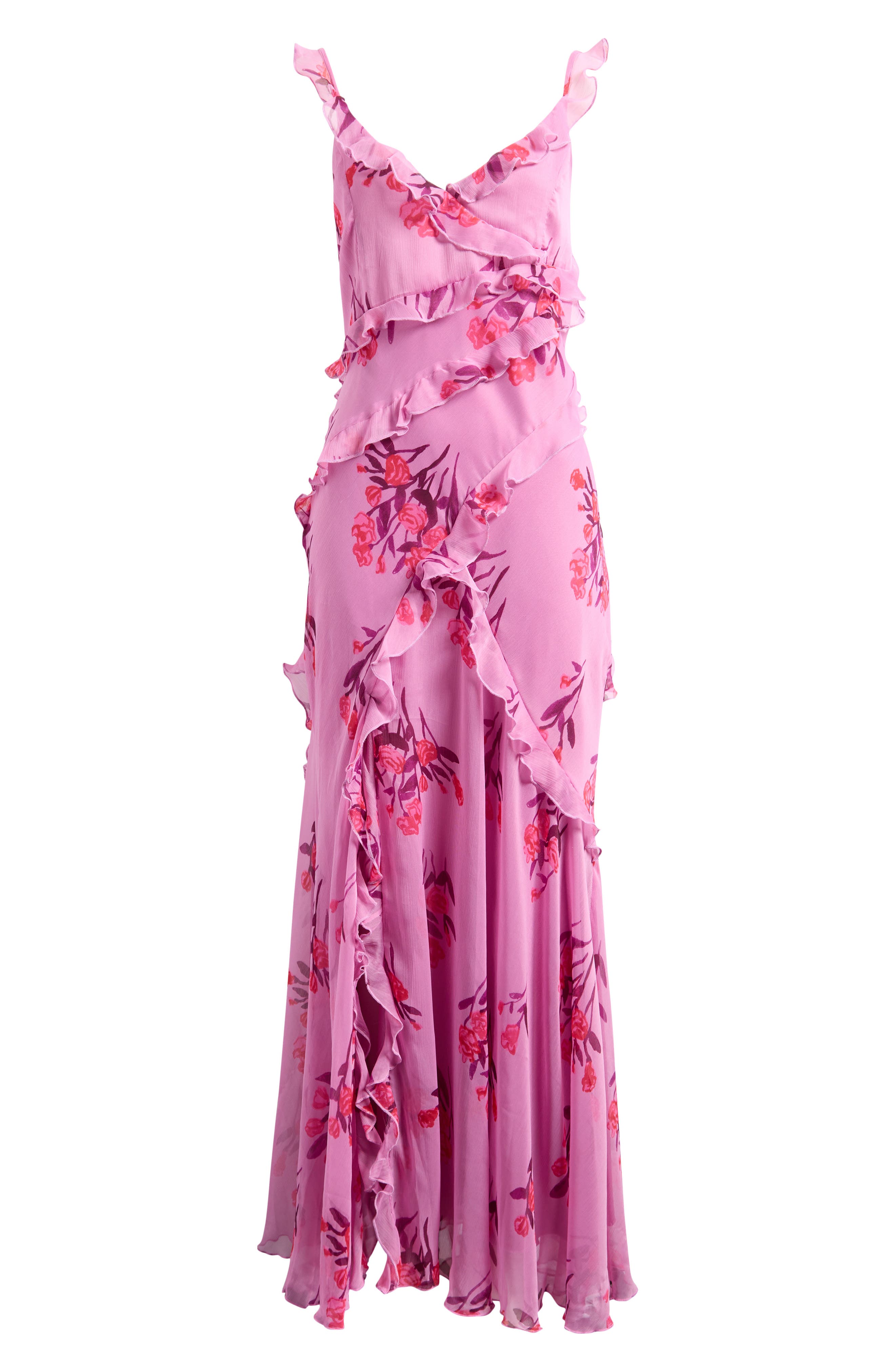 Topshop Floral Ruffle Sleeveless Maxi Dress