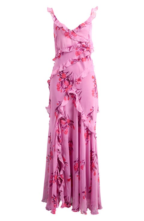 Floral Ruffle Sleeveless Maxi Dress