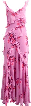 Topshop Floral Ruffle Sleeveless Maxi Dress