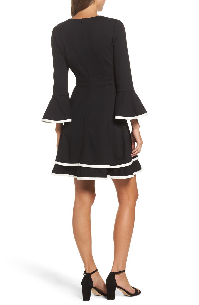 Eliza J Long Bell Sleeve Fit & Flare Minidress, Alternate, color,